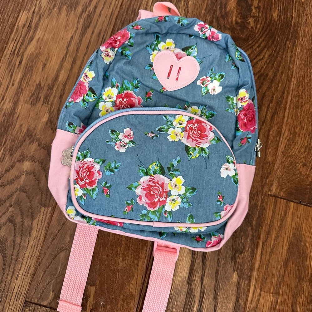 Claire's Blue and Pink Floral Mini Backpack